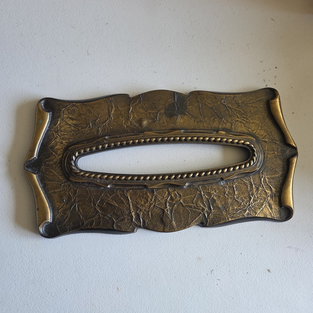 Vintage 1970s Amerock Carriage House Brass Rectangle Tissue Box Ornate